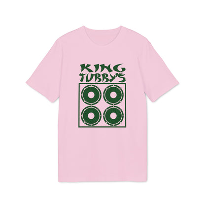 Pink t-shirt with green "King Tubbys" text over speaker graphic.