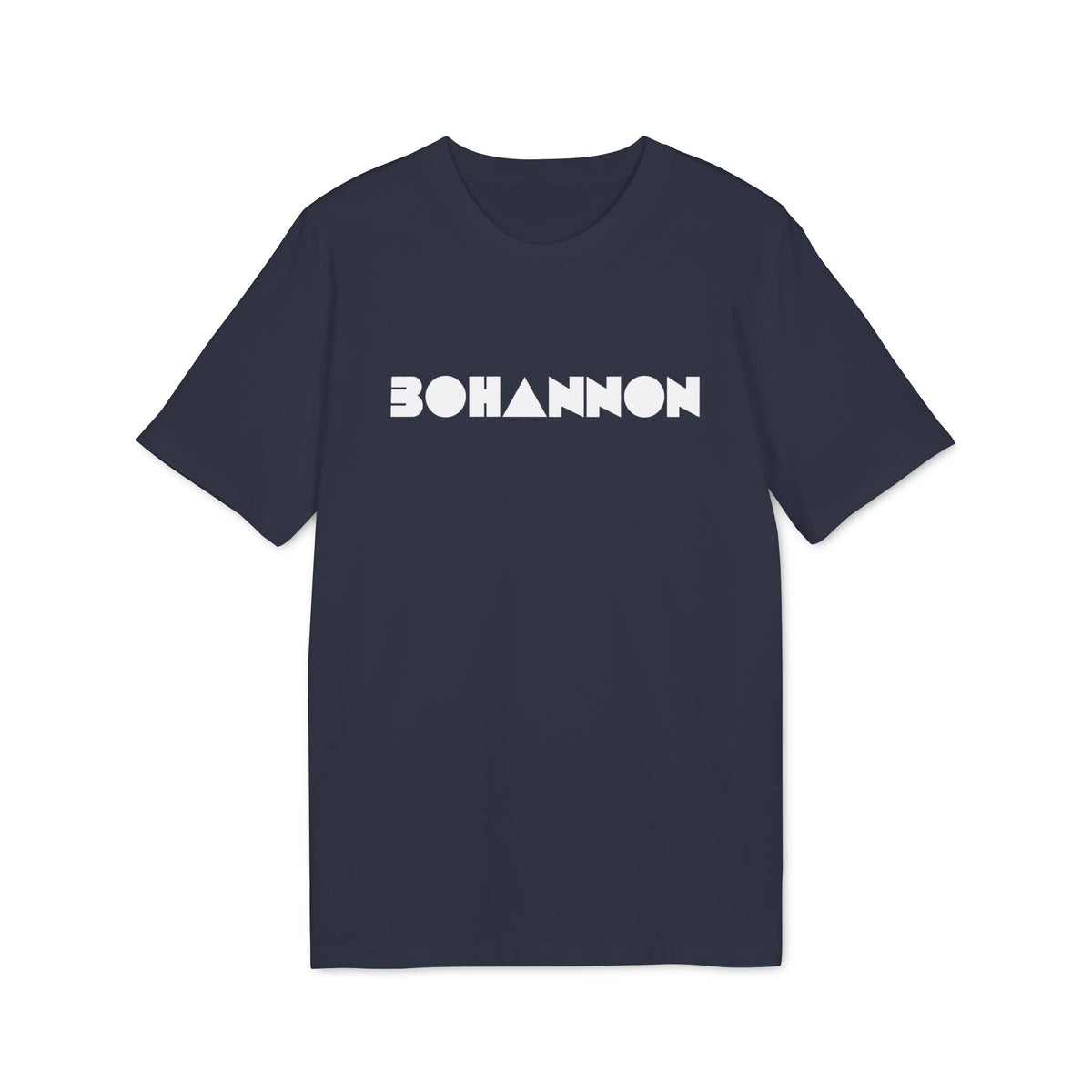 A navy blue short-sleeved t-shirt featuring the word BOHANNON in bold white lettering across the chest.