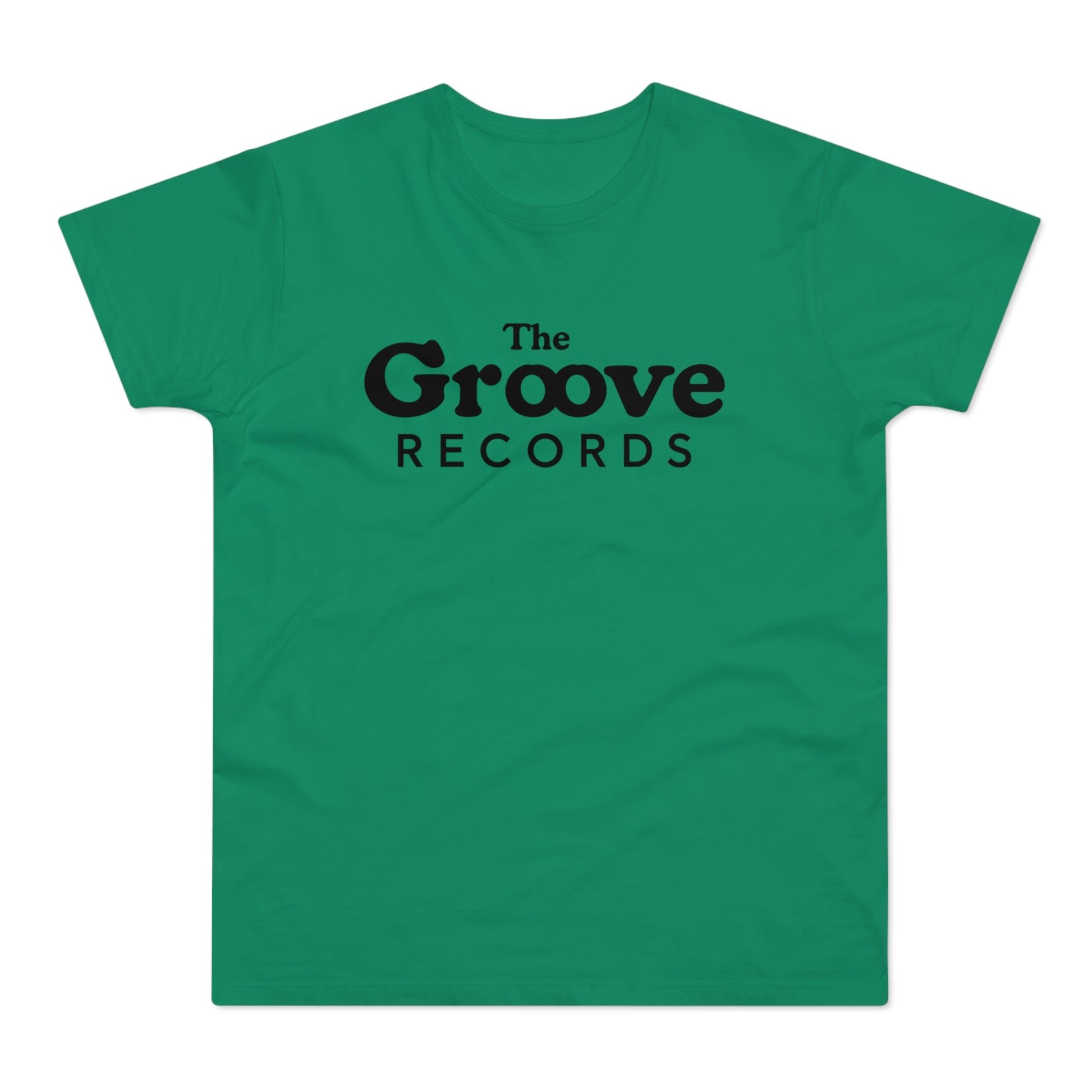 Green t-shirt with black "The Groove RECORDS" text
