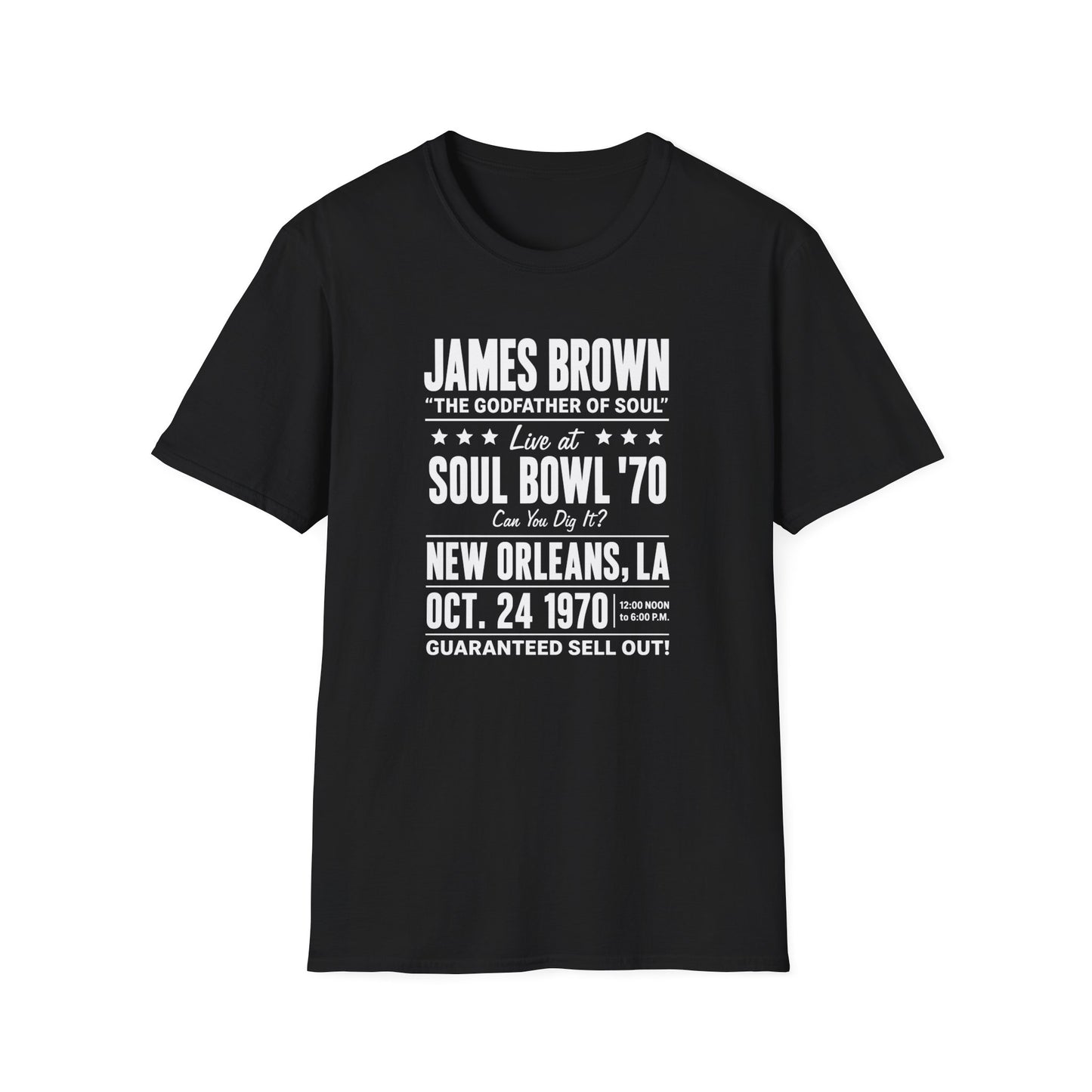 James Brown Soul Bowl '70 New Orleans LA Oct. 24, 1970 concert t-shirt