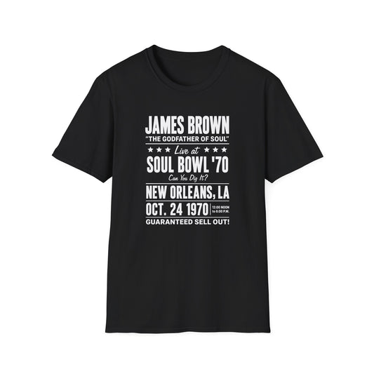 James Brown Soul Bowl '70 New Orleans LA Oct. 24, 1970 concert t-shirt
