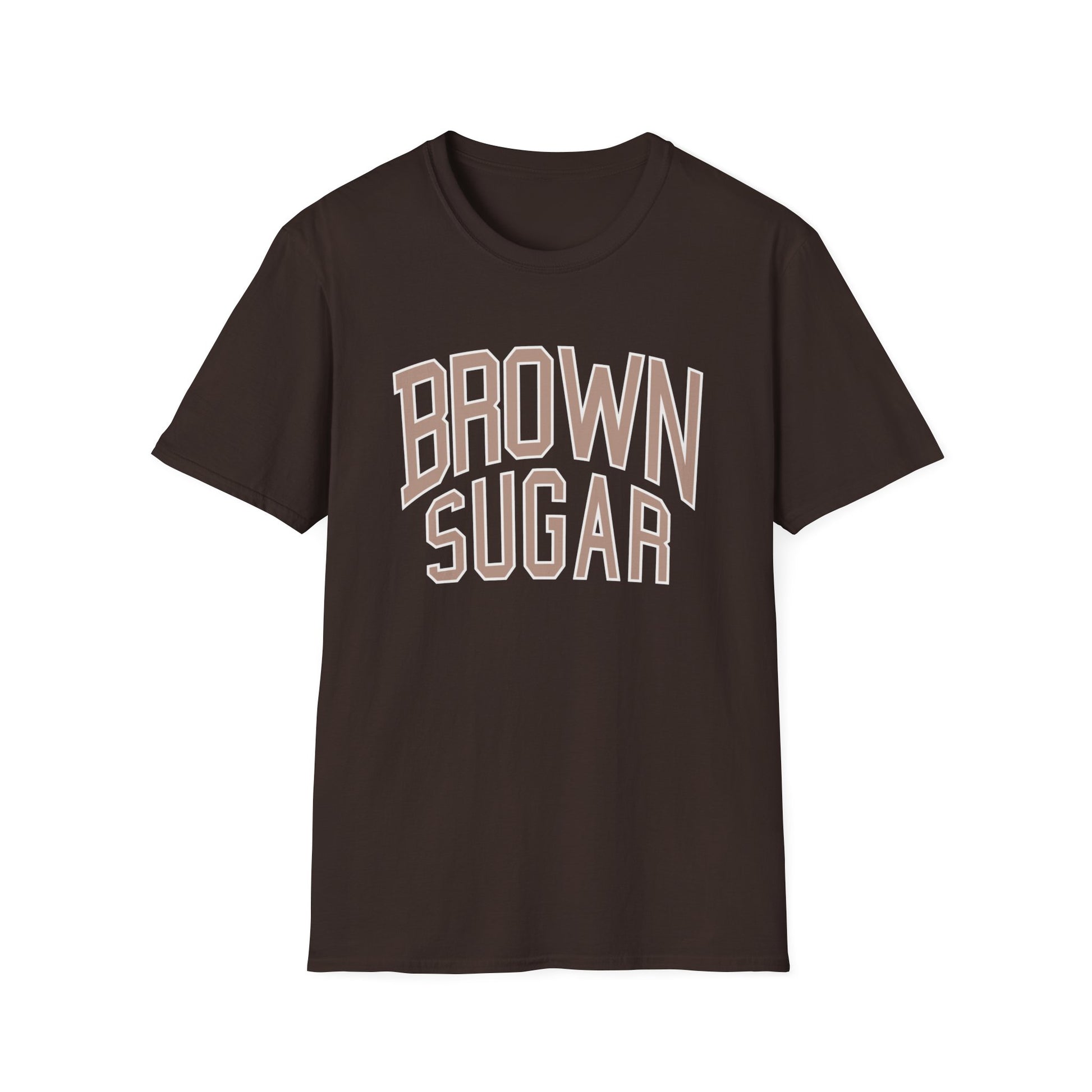 Brown t-shirt with white and tan "BROWN SUGAR" text.