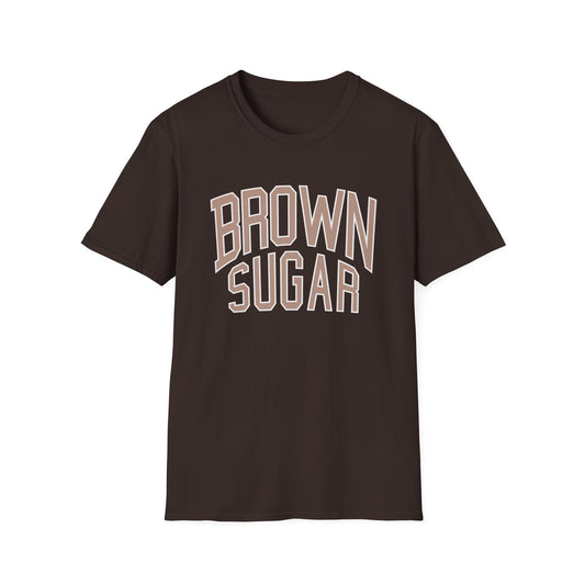 Brown t-shirt with white and tan "BROWN SUGAR" text.