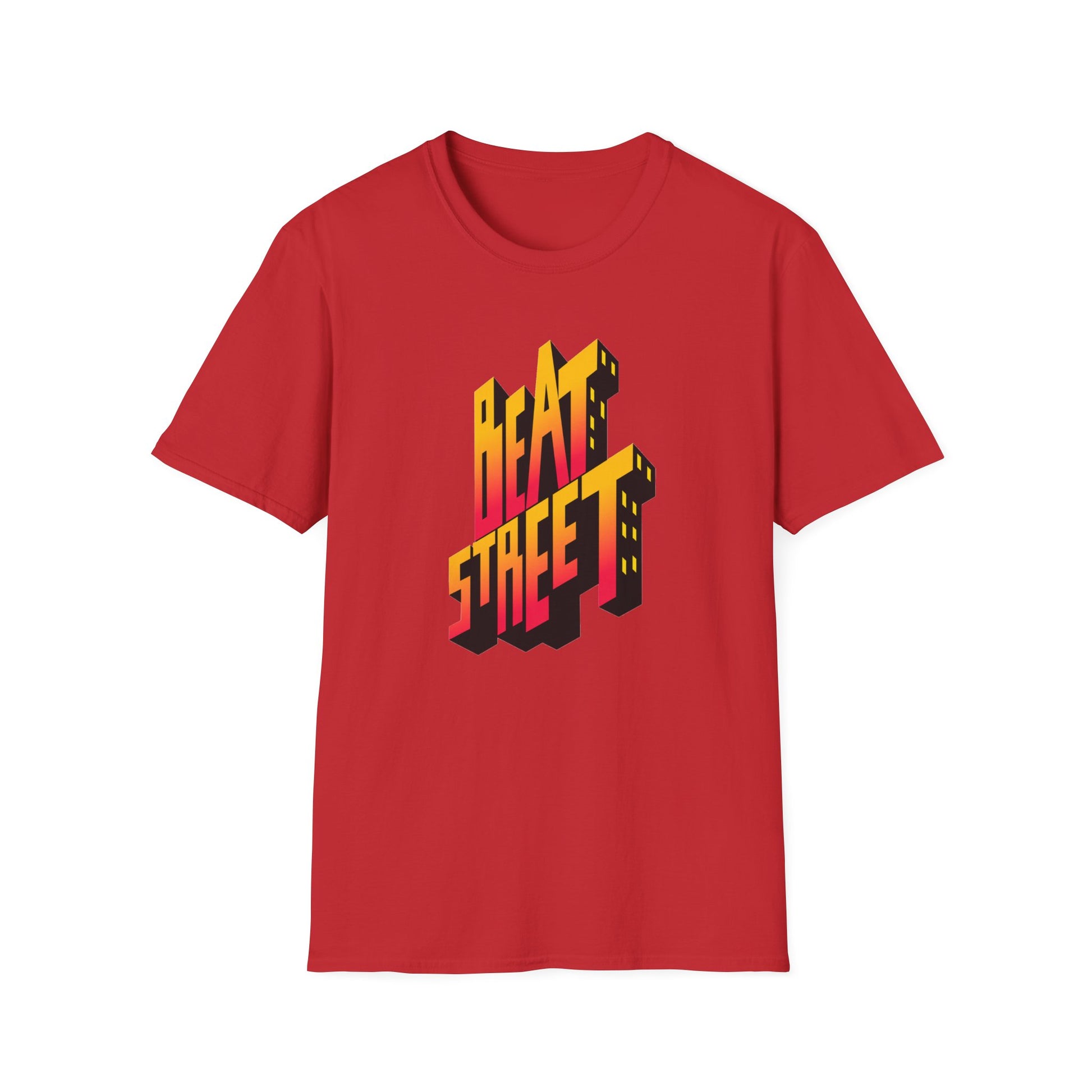 Red t-shirt with a 3D isometric text graphic that says "BEAT STREET".