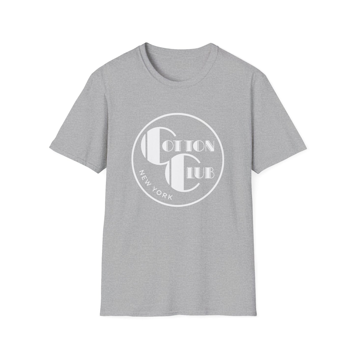 Grey t-shirt with white Cotton Club New York circular logo
