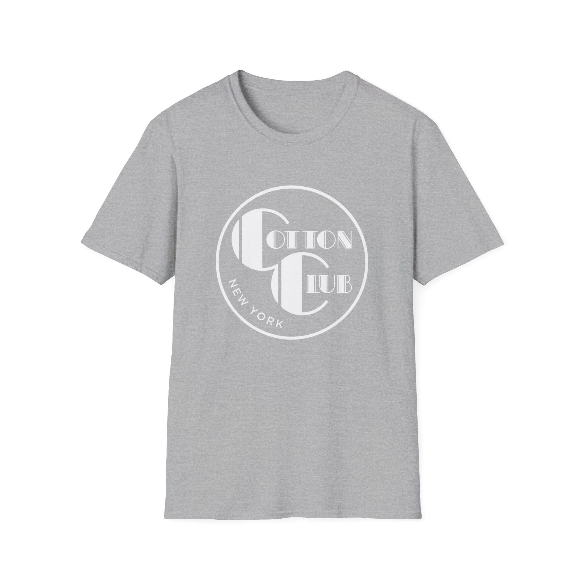 Grey t-shirt with white Cotton Club New York circular logo