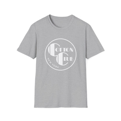 Grey t-shirt with white Cotton Club New York circular logo