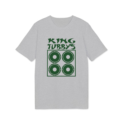 Grey t-shirt with green "King Tubby's" text and four speaker graphic.