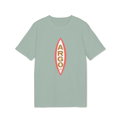 Light green t-shirt with vertical "ARGO 45 RPM" text in a red and gold oval.