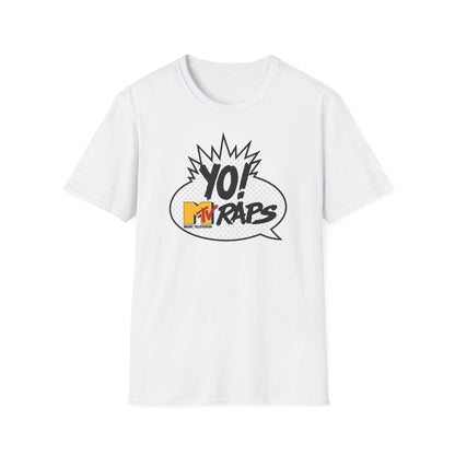 White t-shirt with "Yo! MTV Raps" and MTV Music Television logo.