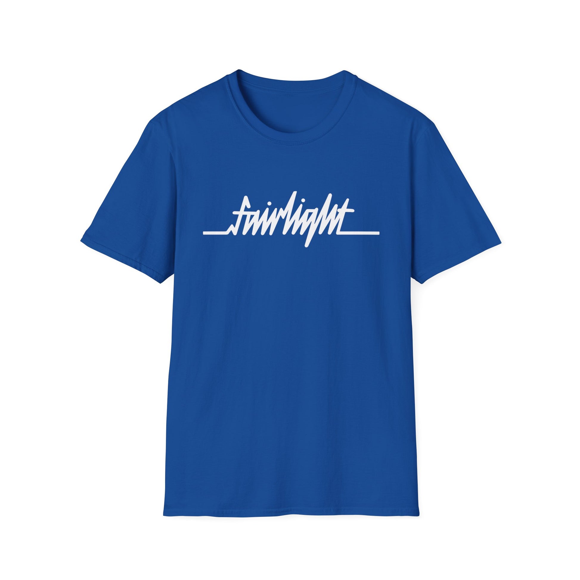 Royal blue t-shirt with white "fairlight" text logo across the chest.