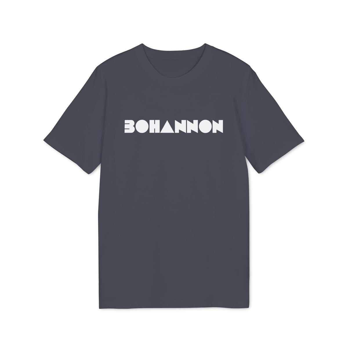 A dark gray short-sleeved t-shirt features the white text "BOHANNON" centered across the chest.
