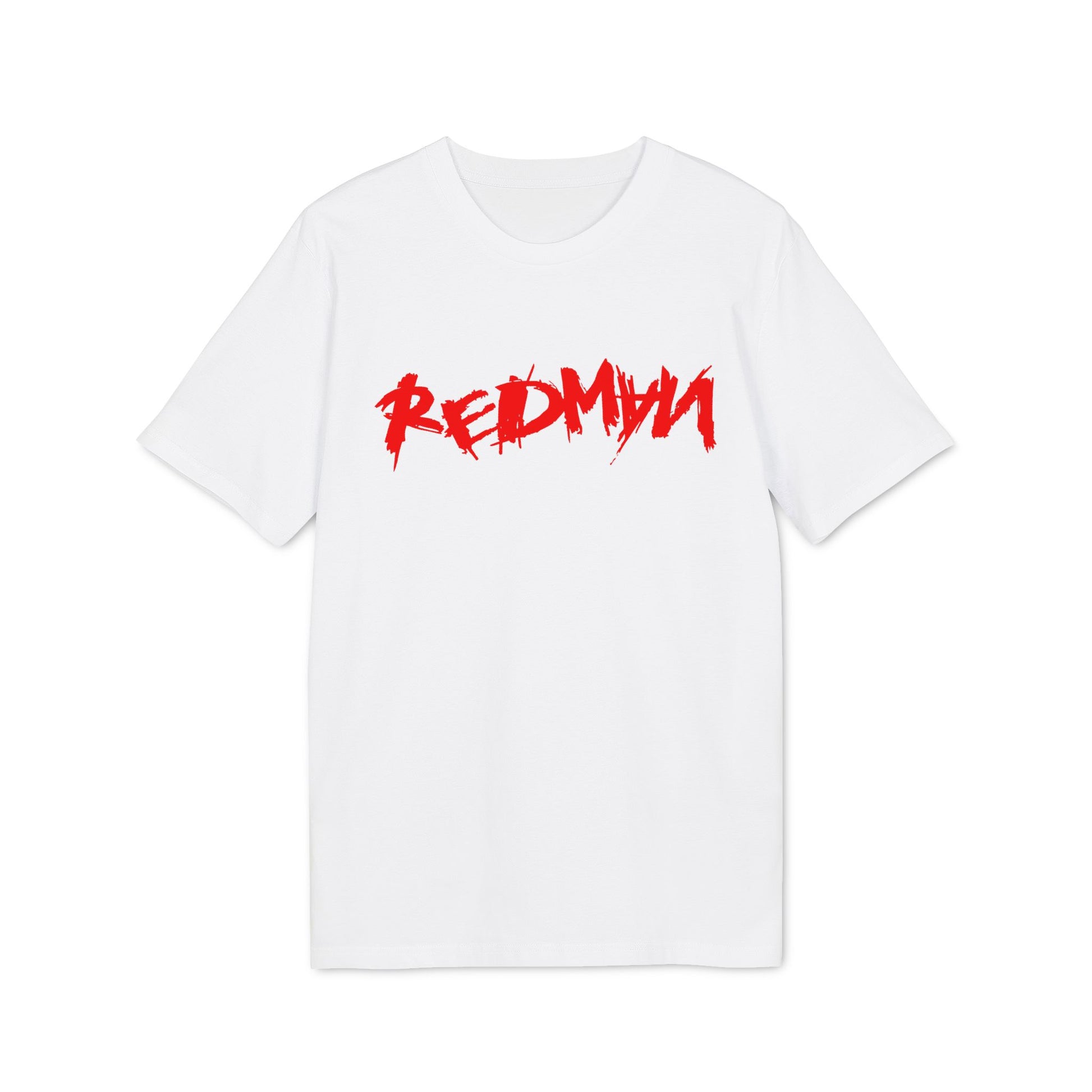 White t-shirt with bold red "REDMAN" graphic printed on the chest.