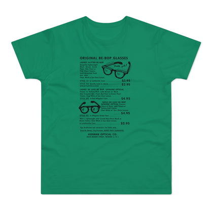 Herman Optical Co. ad for be-bop glasses, including styles and prices.