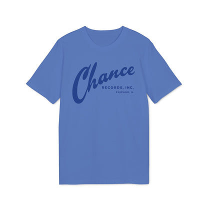 Blue t-shirt with "Chance Records, Inc. Chicago, IL" text.