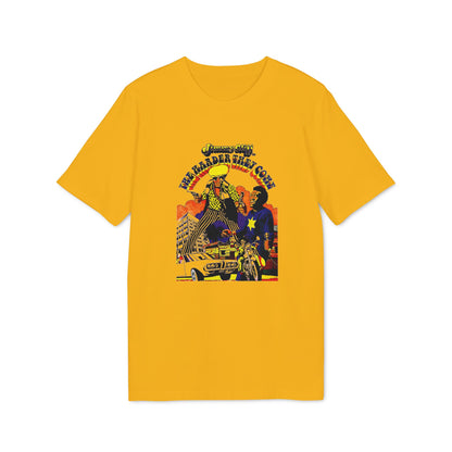 Yellow t-shirt with "Jimmy Cliff" and "The Harder They Come" graphic.