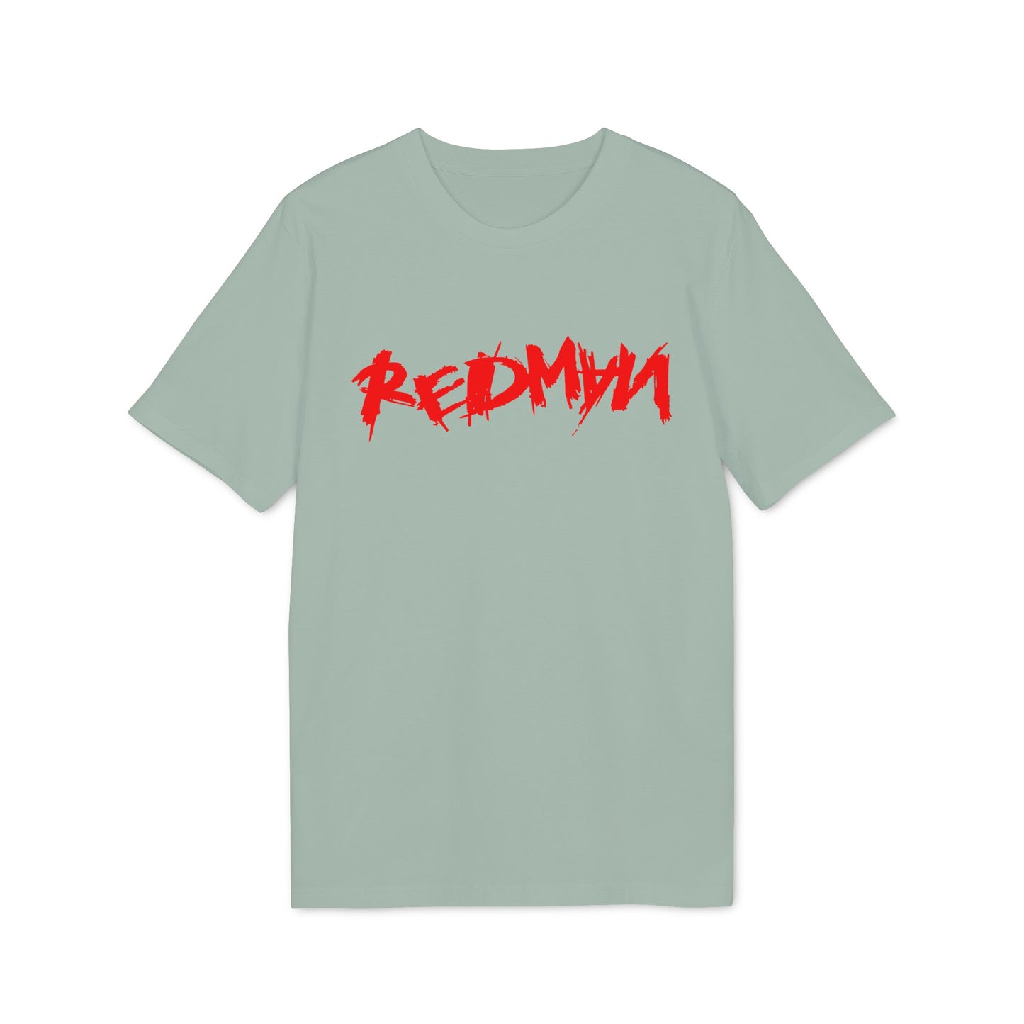 Light sage t-shirt with red distressed "REDMAN" graphic.