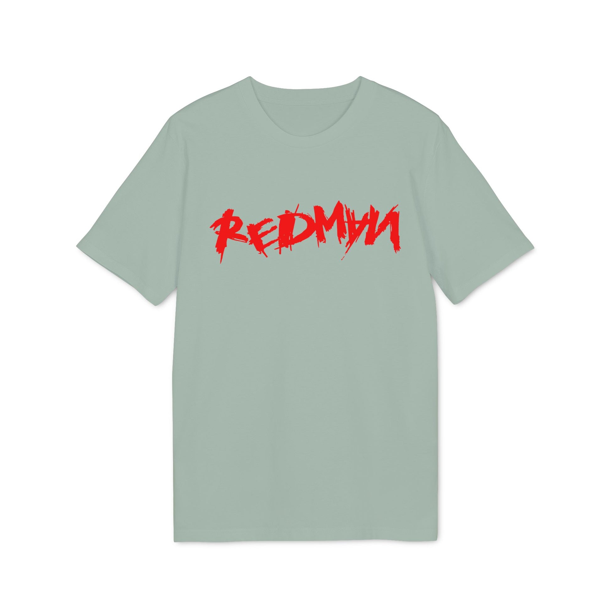 Light sage t-shirt with red distressed "REDMAN" graphic.