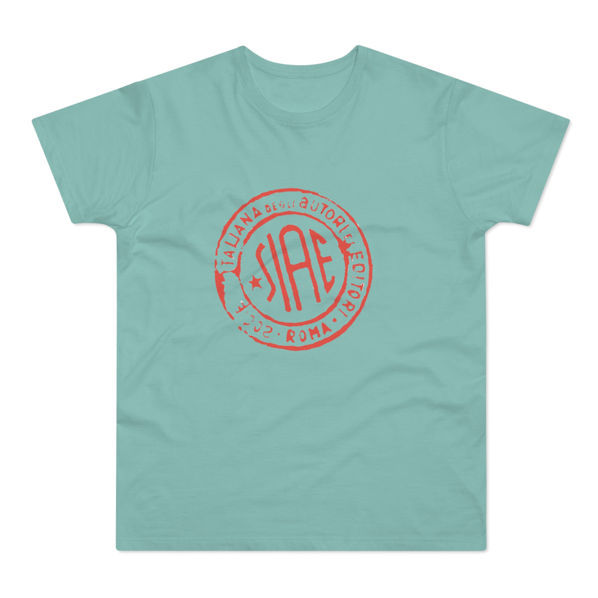 Teal t-shirt with red SIAE logo, 2002 Roma.