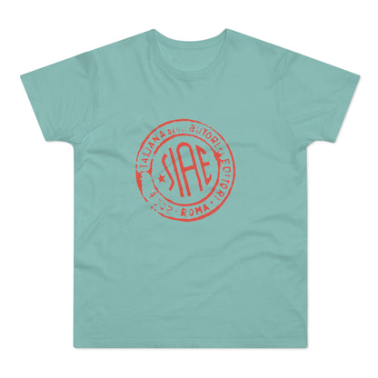 Teal t-shirt with red SIAE logo, 2002 Roma.