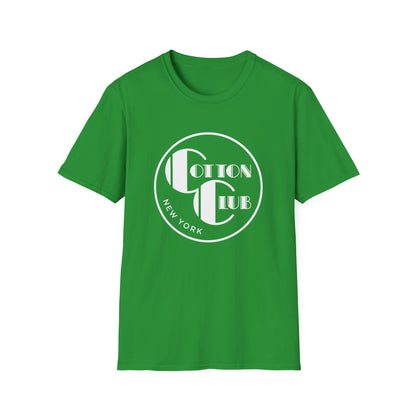 Green t-shirt with white "Cotton Club New York" logo in a circular design.