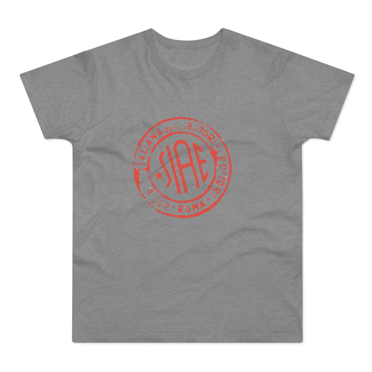 Heather gray t-shirt featuring a red circular SIAE logo centered on the chest.