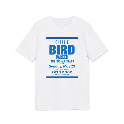 Charlie Parker and His All Stars concert t-shirt with date and location details.