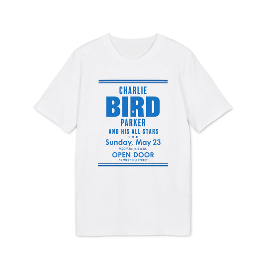 Charlie Parker and His All Stars concert t-shirt with date and location details.