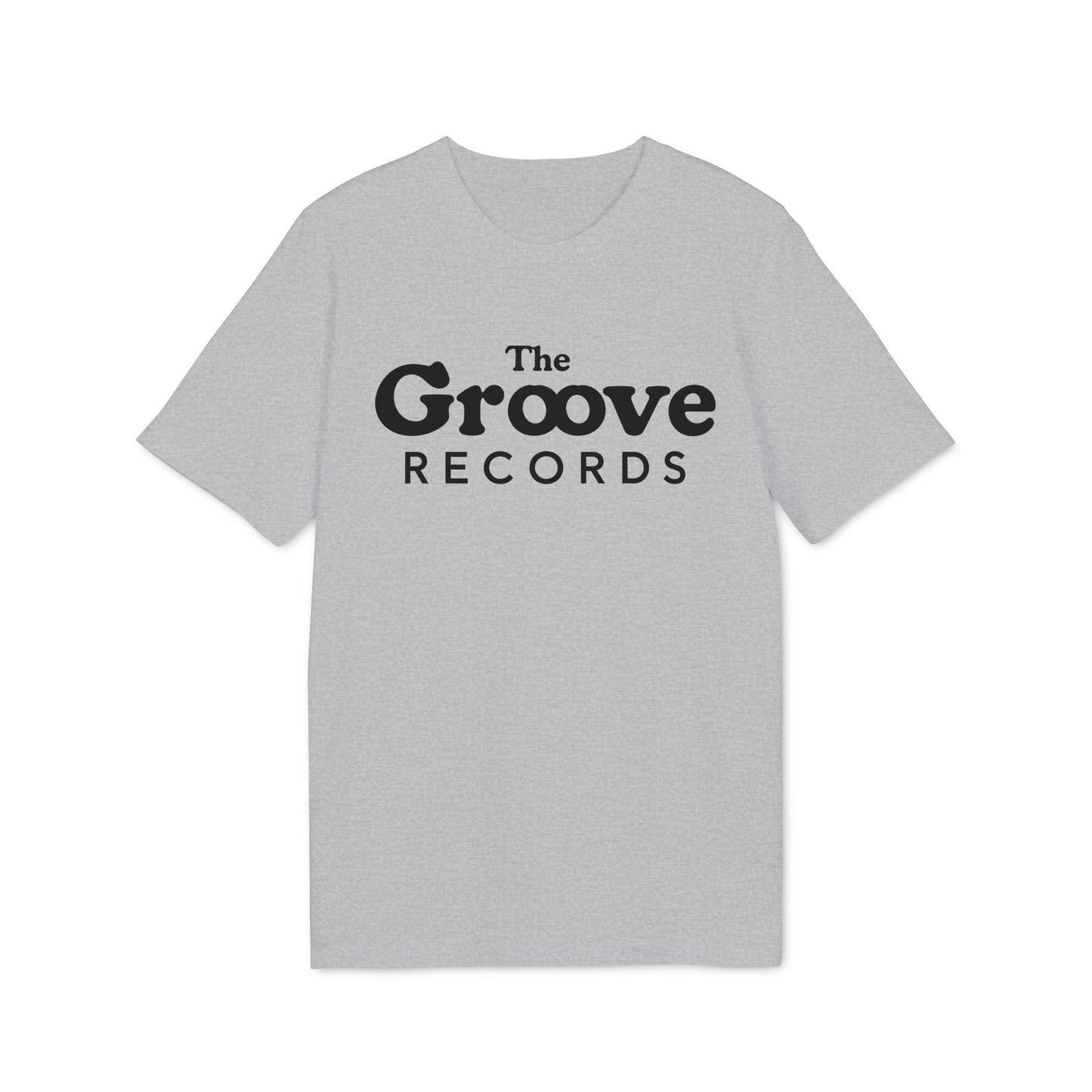 Grey t-shirt with black "The Groove Records" logo on the chest.