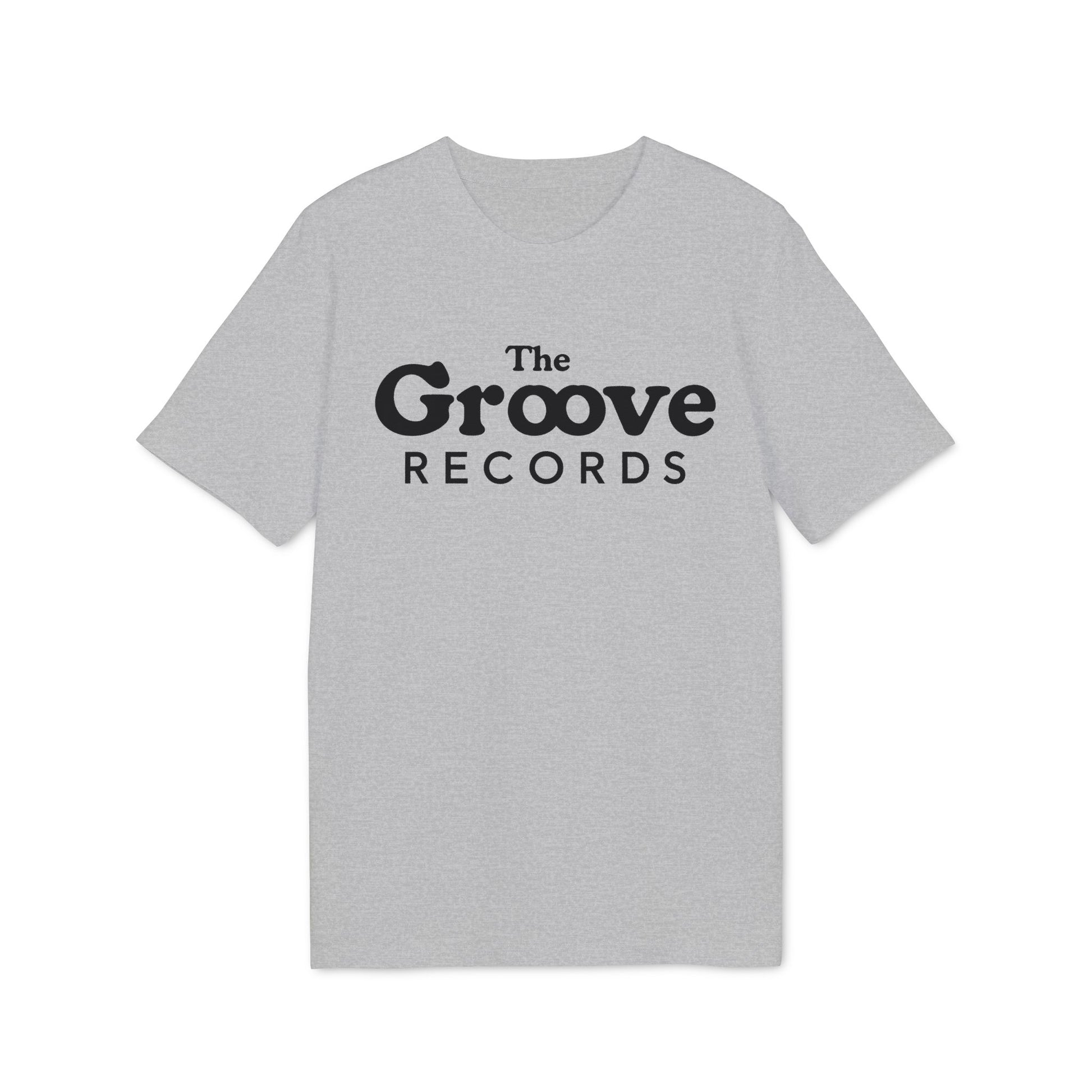 Grey t-shirt with black "The Groove Records" logo on the chest.