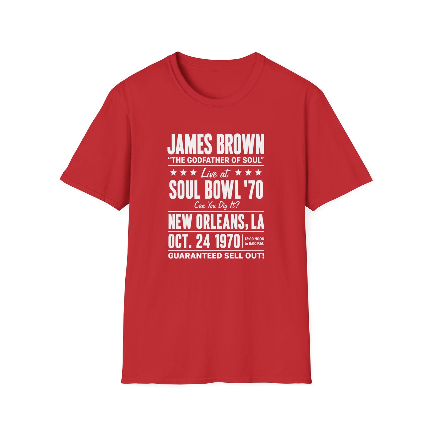 James Brown "The Godfather of Soul" Soul Bowl '70 concert tee in New Orleans.
