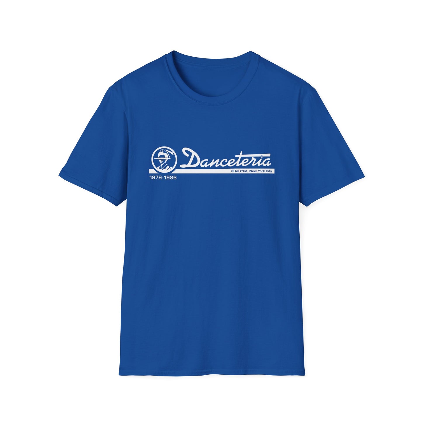 Blue t-shirt with Danceteria logo, 30w 21st New York City, 1979-1986.