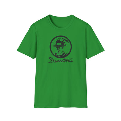 Green t-shirt with black graphic and the text "Danceteria".