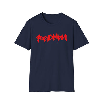 Navy t-shirt with red drippy "REDMAN" text on the chest.