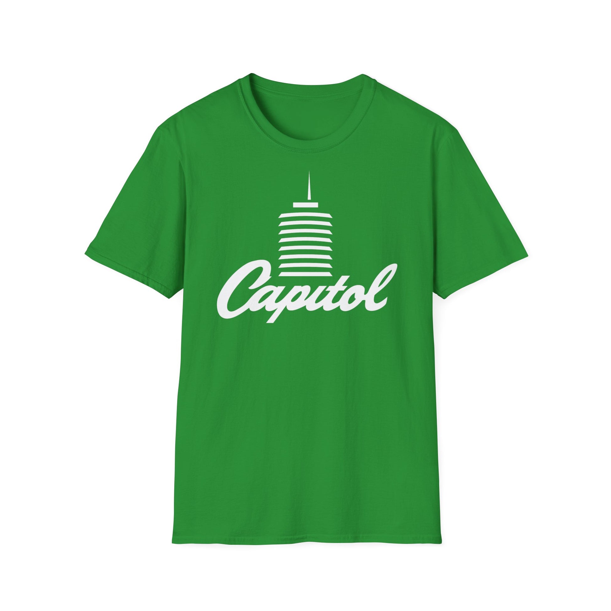 Green t-shirt with white Capitol building graphic and script logo.