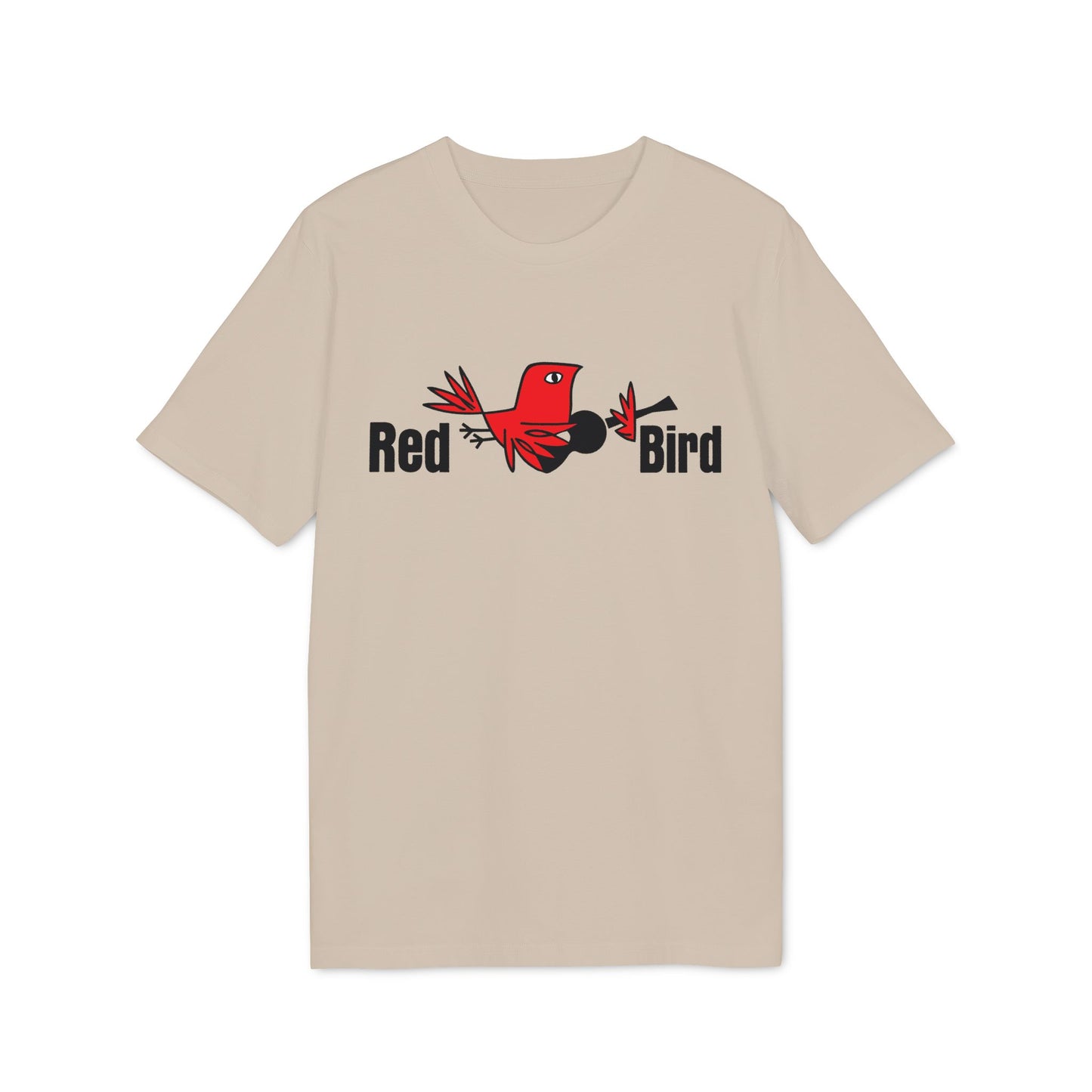 T-shirt with "Red Bird" text and a red cartoon bird graphic.