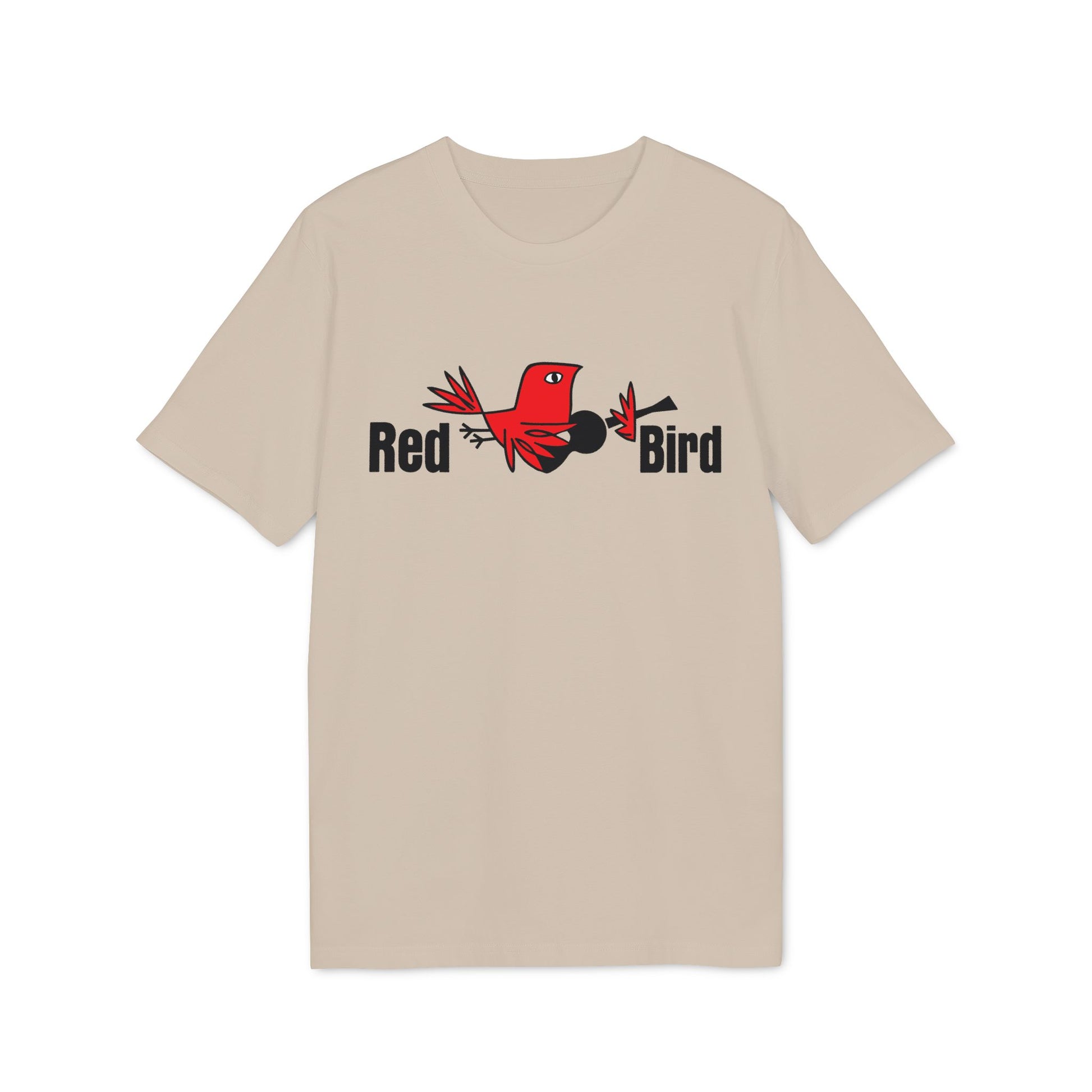 T-shirt with "Red Bird" text and a red cartoon bird graphic.
