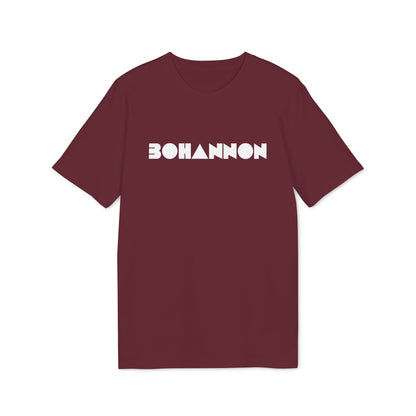 Maroon short-sleeved crew neck t-shirt featuring the white text BOHANNON centered on the chest.