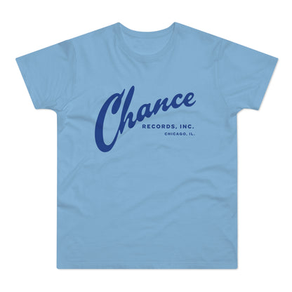 Light blue t-shirt with Chance Records Inc. Chicago, IL. logo.
