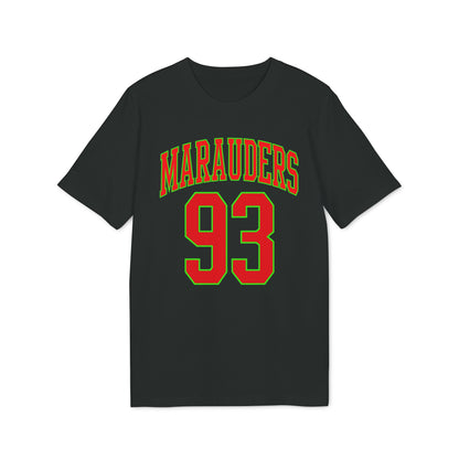 Black t-shirt with "Marauders 93" in red and green lettering.