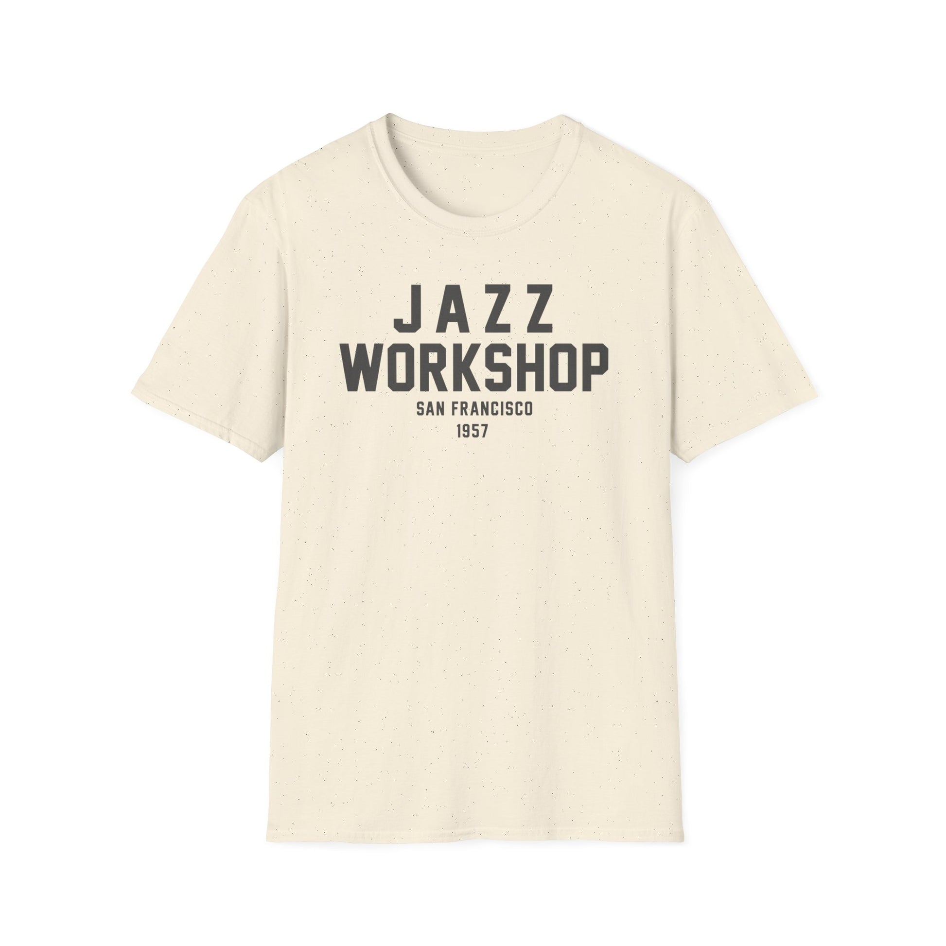 Cream t-shirt with "Jazz Workshop San Francisco 1957" text.