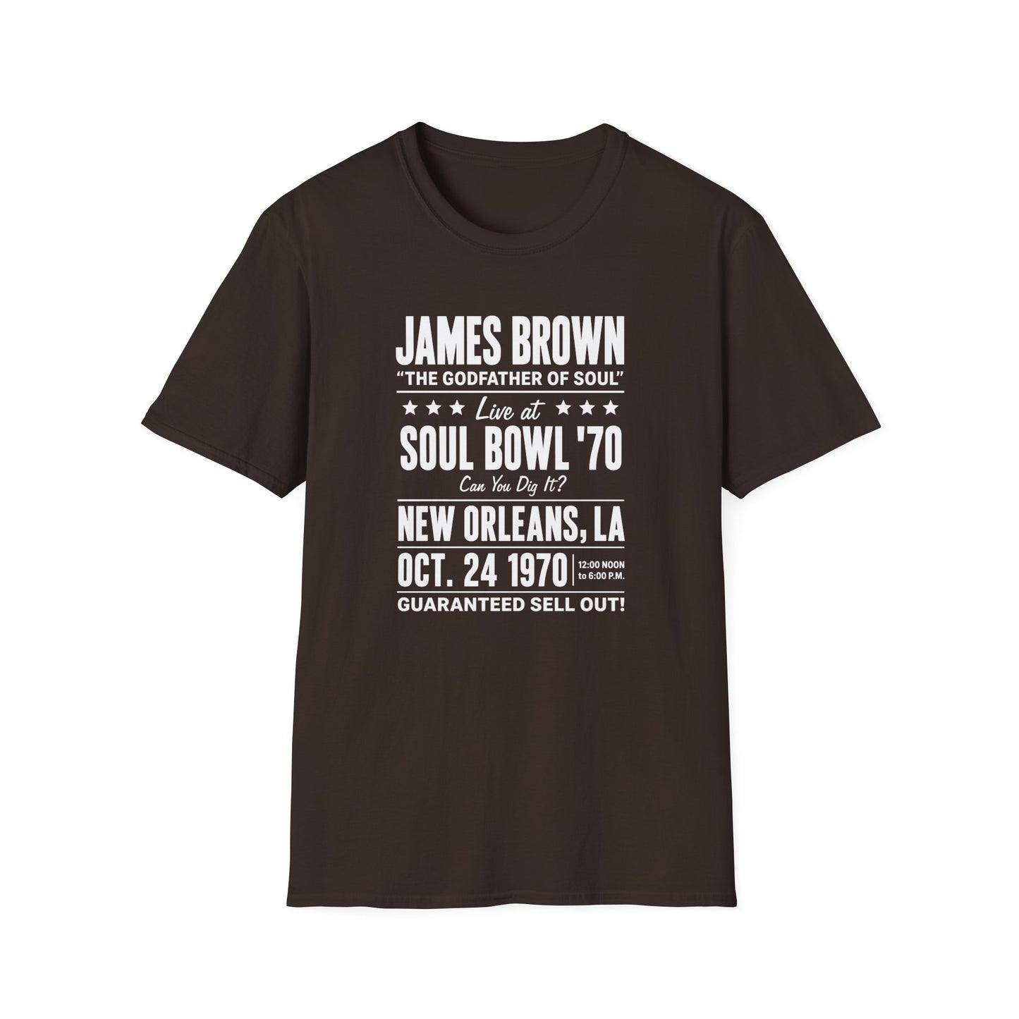 James Brown Soul Bowl '70 New Orleans Oct 24 1970 shirt.