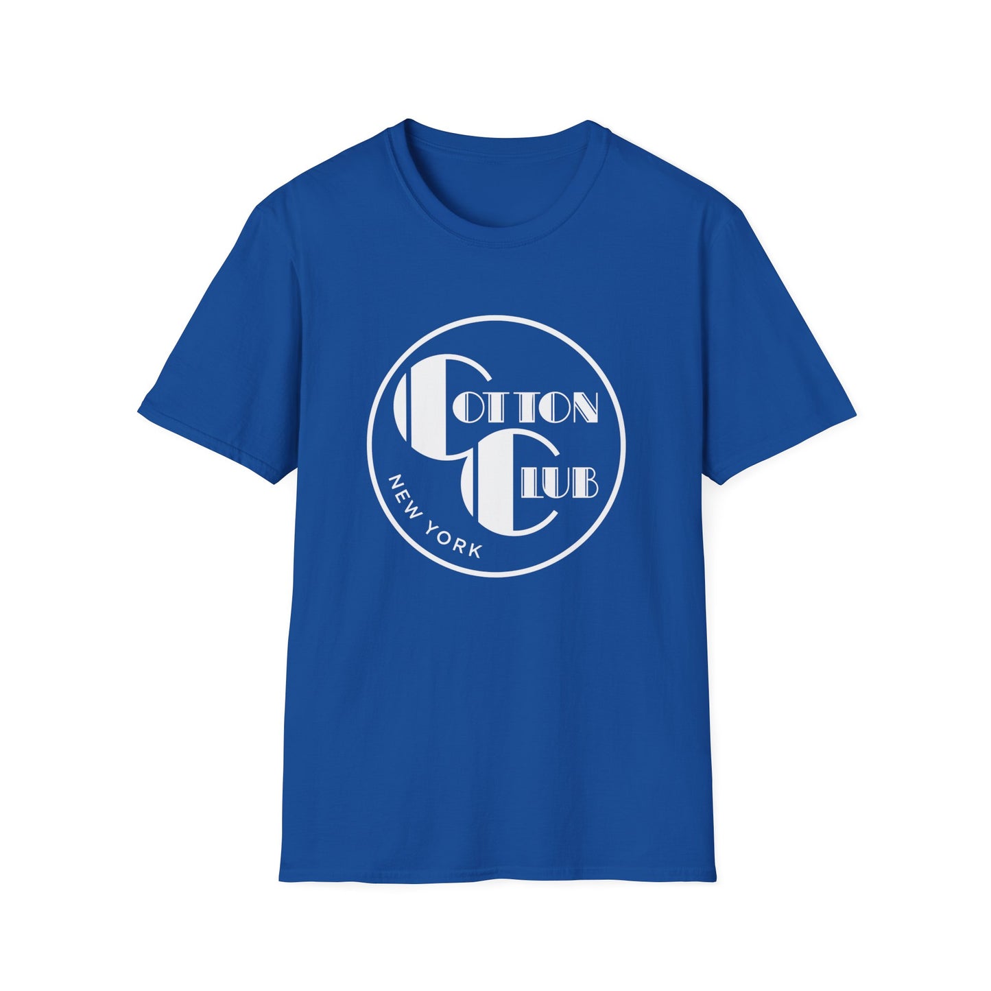 Blue t-shirt with white Cotton Club New York logo on chest