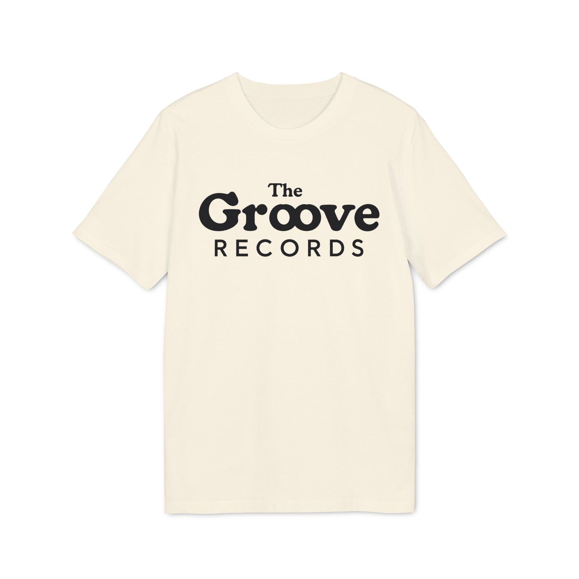 Cream t-shirt with black text "The Groove RECORDS" on the front.