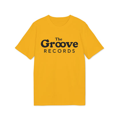 Yellow t-shirt with black text "The Groove Records"