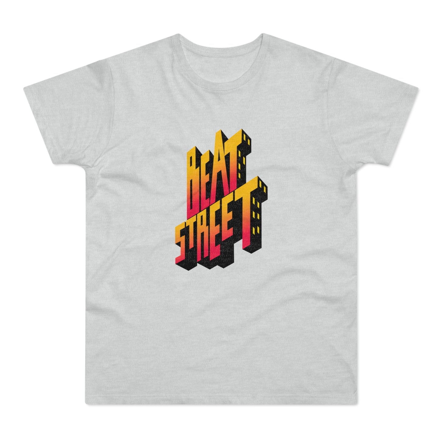 Light grey t-shirt with a 3D gradient text graphic reading "BEAT STREET".