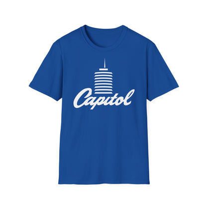 Blue t-shirt with white Capitol building and text graphic.