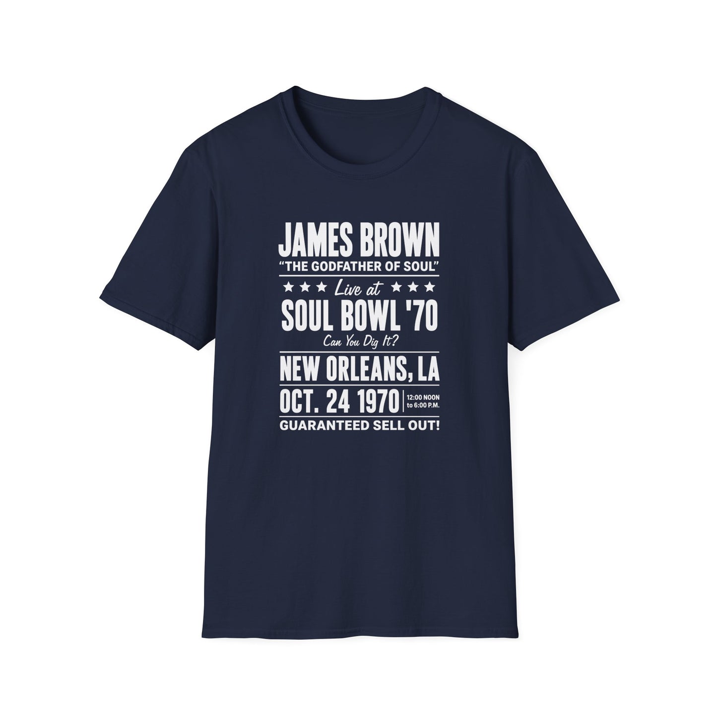 James Brown Soul Bowl '70 T-shirt, New Orleans, LA, Oct. 24, 1970.