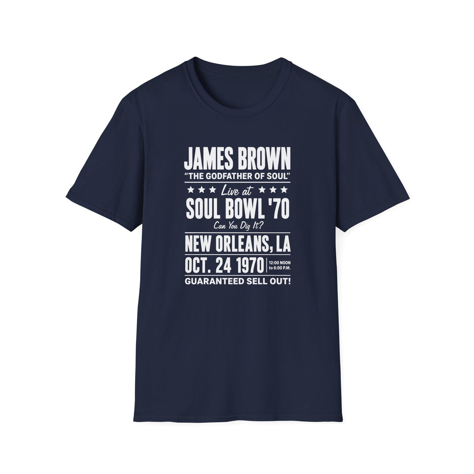 James Brown Soul Bowl '70 T-shirt, New Orleans, LA, Oct. 24, 1970.
