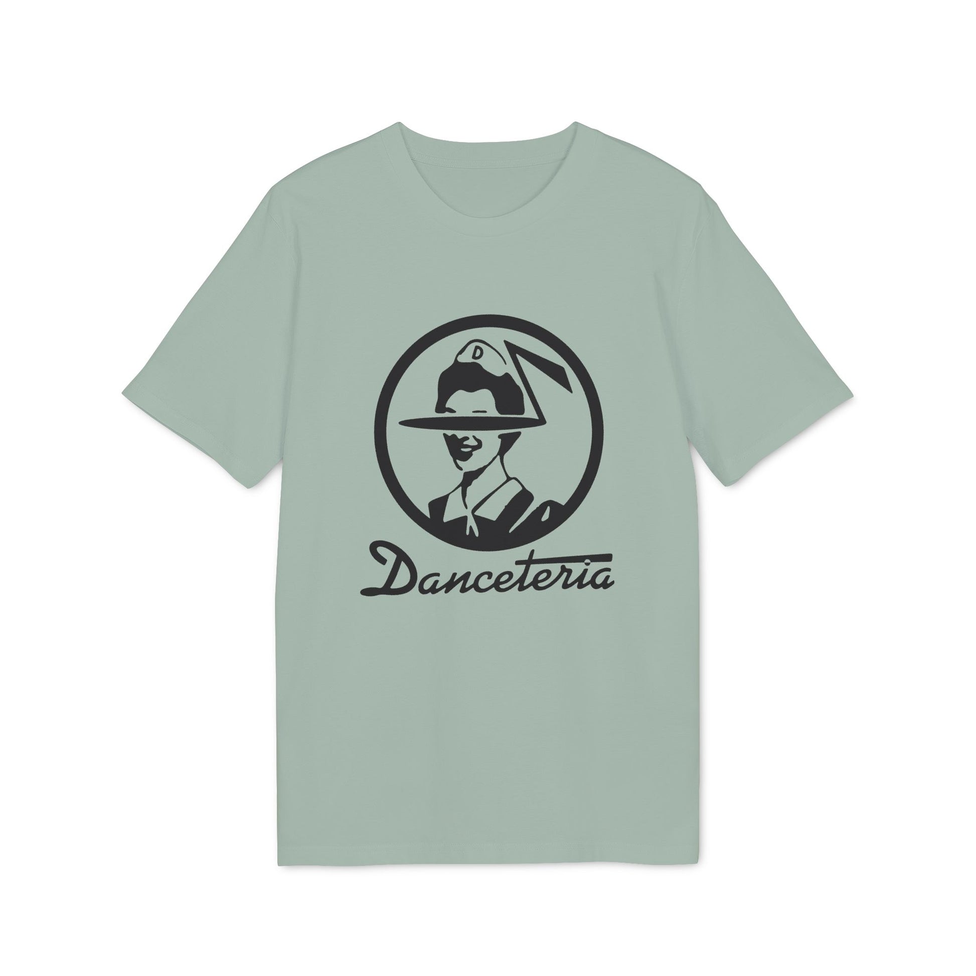 Light green t-shirt with black "Danceteria" logo and stylized person in circle.